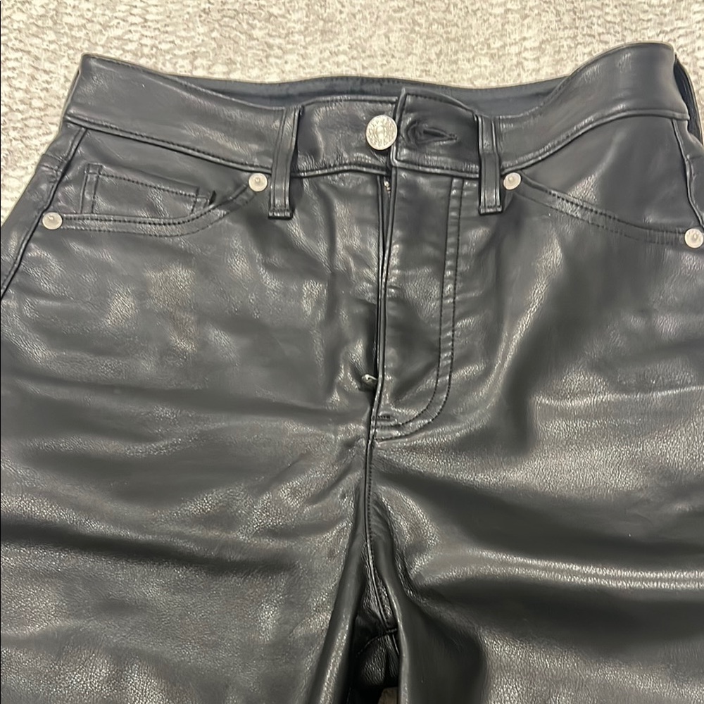 Express Black Straight Leg Pants with Glossy Finish